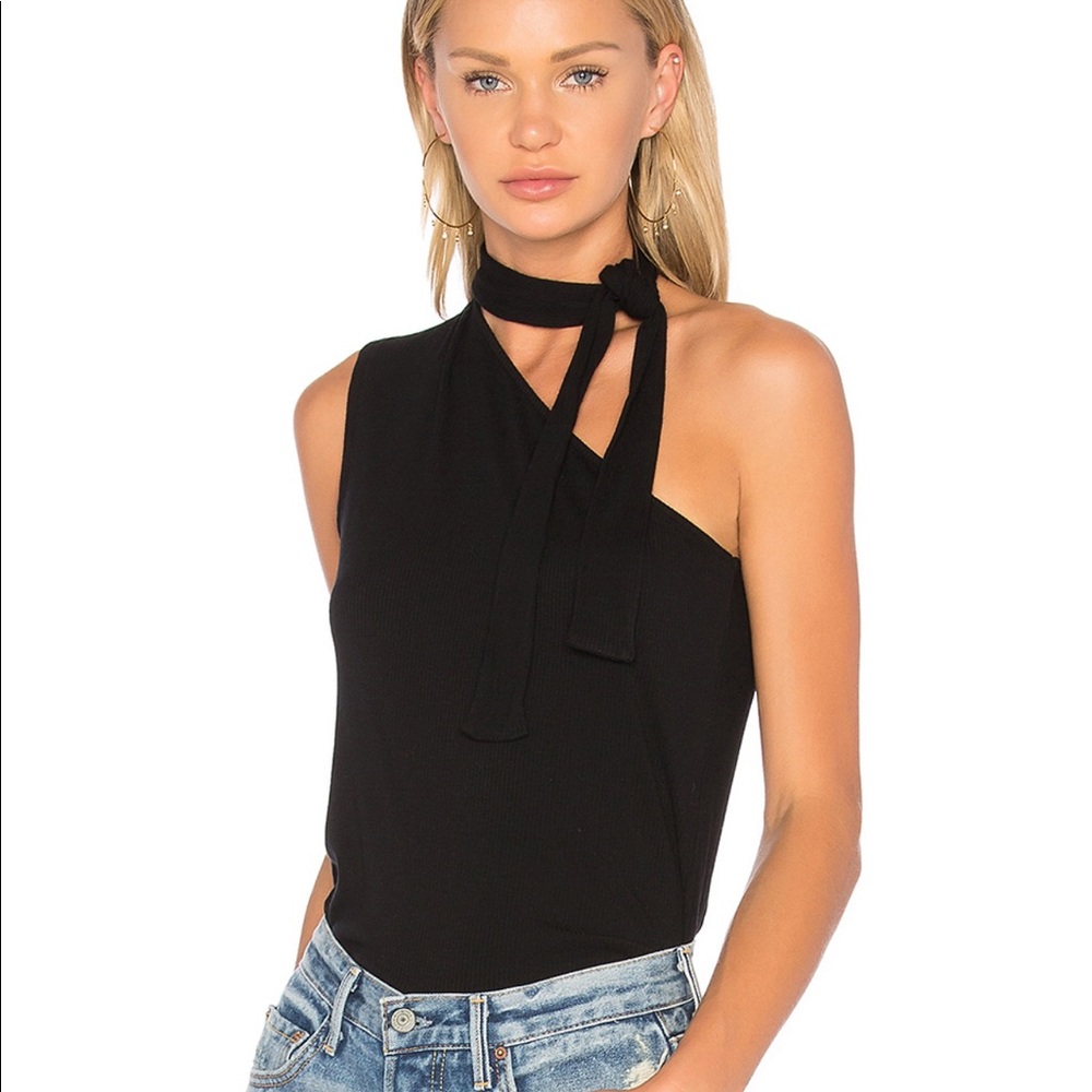 1. State Tie Neck One-Shoulder Top
